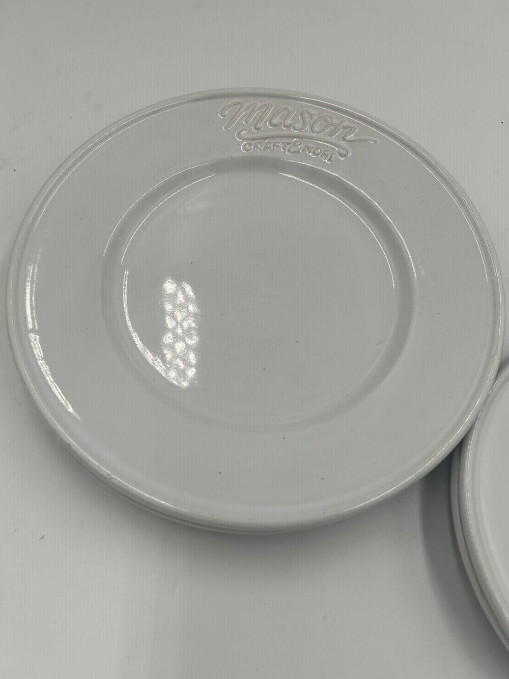 Mason Craft & More cafe' White Stoneware Plates set of 4 - 2 dinner, 2 salad